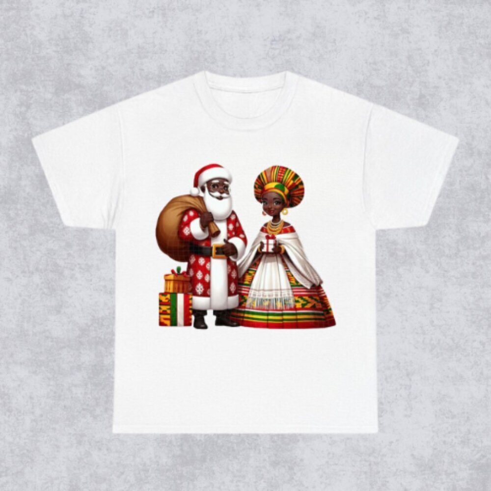 Black Mr And Mrs S4Nt4 Claus African American S4Nt4 Father Christmas Tshirt